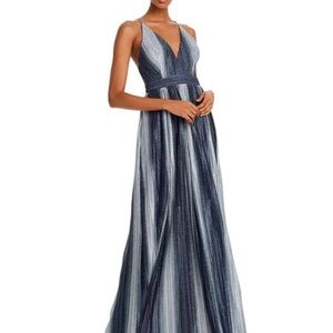 Aqua floor length blue ombre prom dress